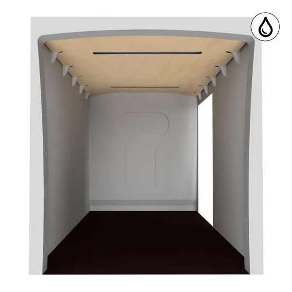 Image Plafond contreplaqué vernis avec entailles plafonniers