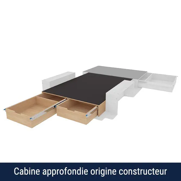 Double plancher arrière avec coulisses et dessus antidérapant équipement pour utilitaire Ford E Transit Custom 2024 
