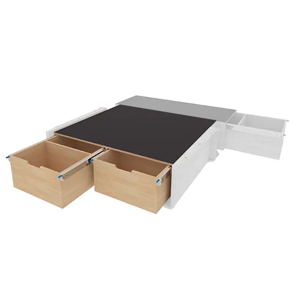 Double plancher arrière avec coulisses et dessus antidérapant hauteur 300mm équipement pour utilitaire Ford E Transit Custom 2024 