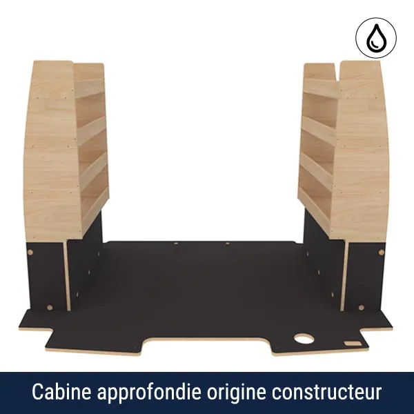 Aménagement bois optimum K5 CP antidérapant + vernis équipement pour utilitaire Ford E Transit Custom 2024 