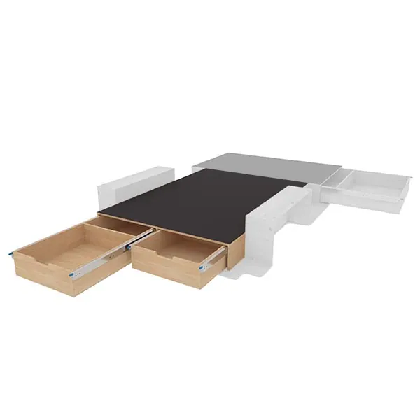 Double plancher arrière avec coulisses et dessus antidérapant équipement pour utilitaire Ford E Transit Custom 2024 