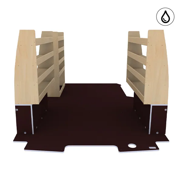 Aménagement bois optimum K5 CP antidérapant + vernis équipement pour utilitaire Ford E Transit Custom 2024 