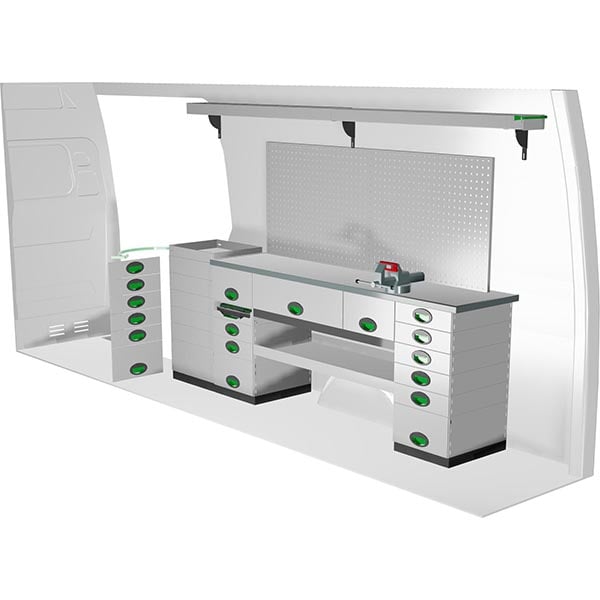 Aménagement métal côté droit équipement pour utilitaire Mercedes Sprinter III 2018 