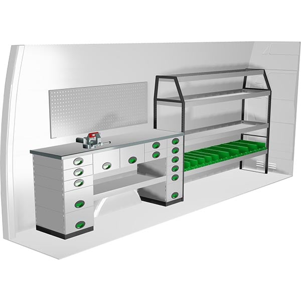 Aménagement métal côté gauche équipement pour utilitaire Mercedes Sprinter III 2018 