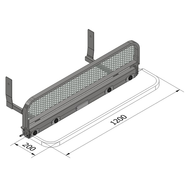 Marchepied arrière relevable 1200x200 équipement pour utilitaire