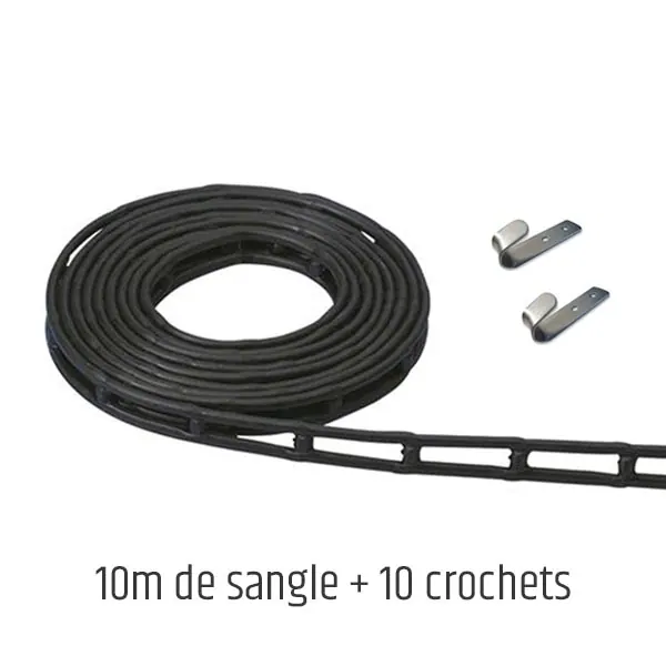 Sangle élastique 10 mètres + 10 crochets équipement pour utilitaire