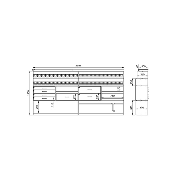 Module de rangement gauche Plombier: RENAULT MASTER 4 l3h2 et NISSAN INTERSTAR 2024 l3h2