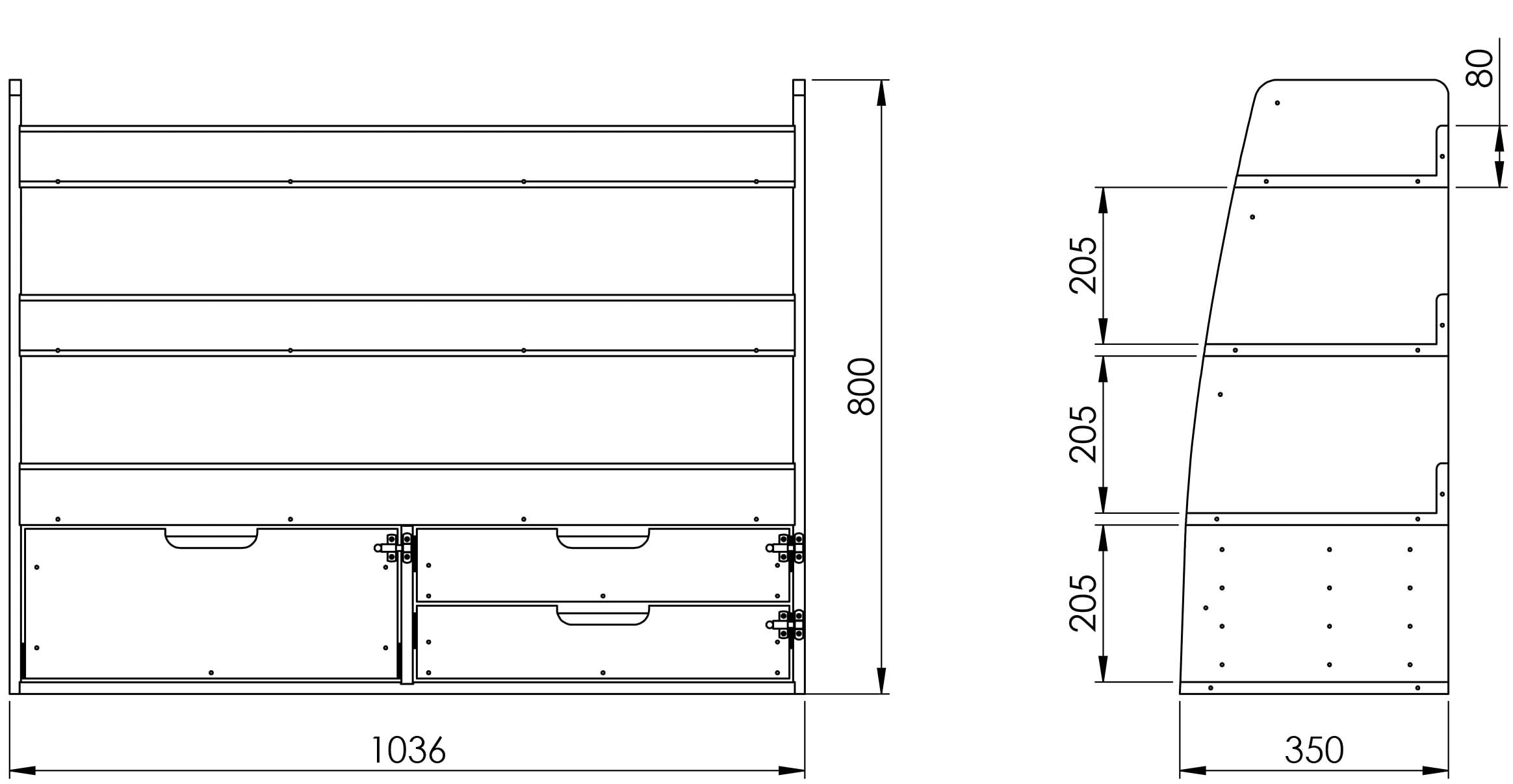 Plan étagère de rangement avec tiroirs pour Citroën Jumpy 3 XL