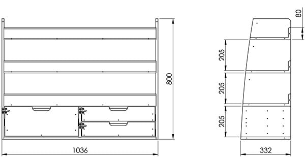 Plan étagère de rangement avec tiroirs pour Toyota Proace 2