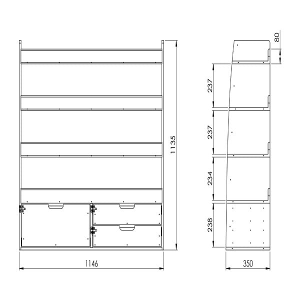étagère de rangement arrière gauche pour Renault Master 4 et Nissan Interstar