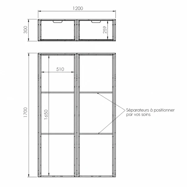 Plan double plancher arrière H300 avec coulisses pour VW Transporter 6.1