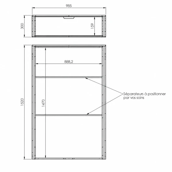 Plan double plancher latéral H300 avec coulisses pour Ford Custom 2023