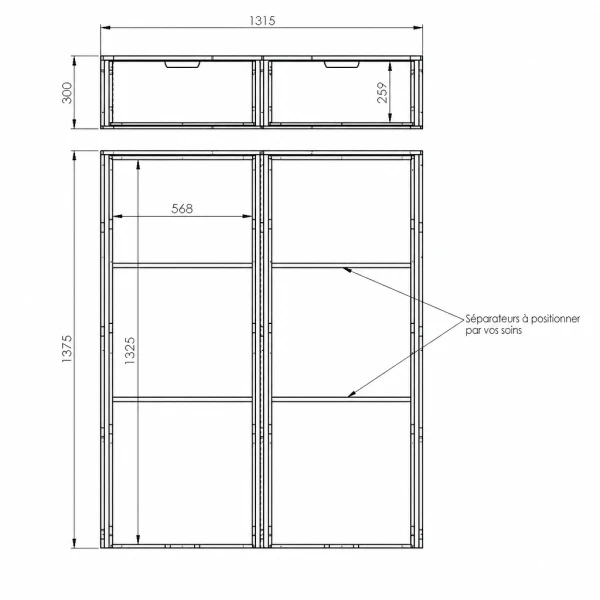 Plan double plancher arrière H300 avec coulisses pour Ford Custom 2023