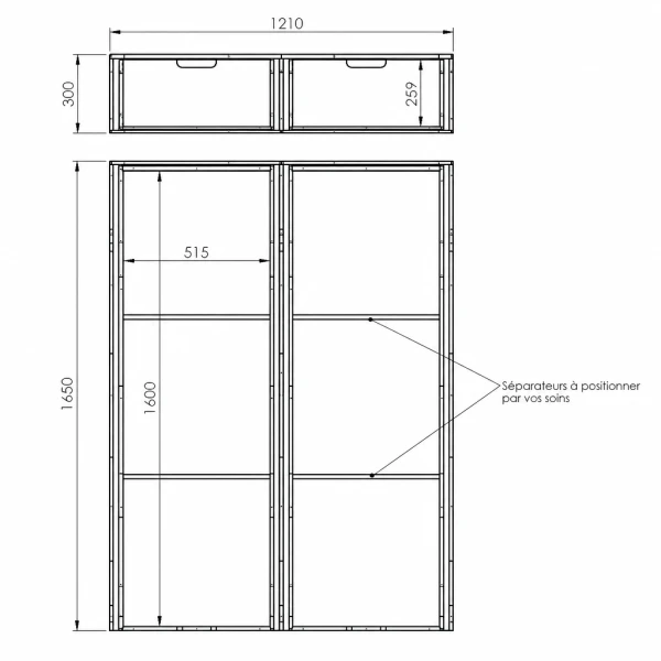 Plan double plancher arrière H300 avec coulisses pour Peugeot Expert 3
