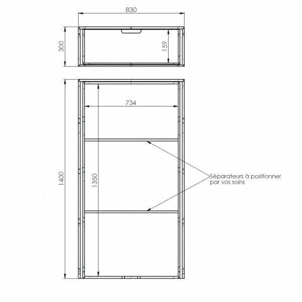 Plan double plancher latéral H300 avec coulisses pour Peugeot Expert 3