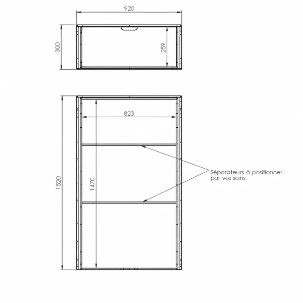 Plan double plancher latéral H300 avec coulisses pour Fiat Talento