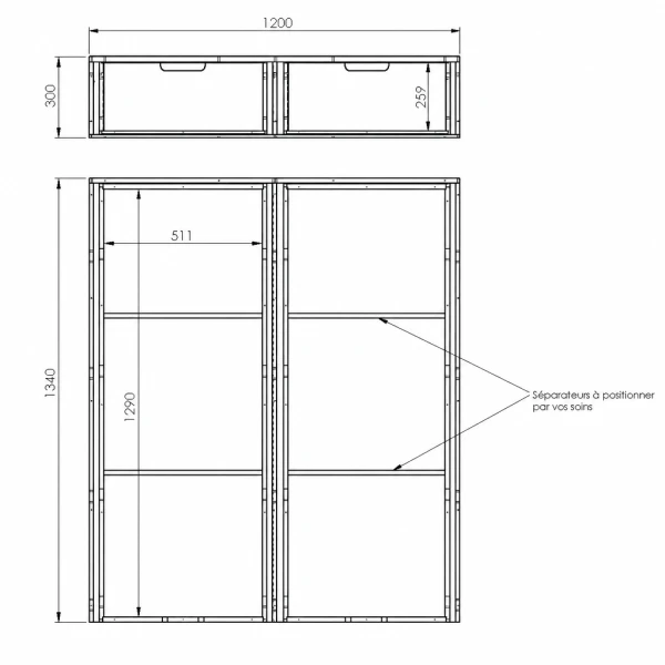 Plan double plancher arrière H300 avec coulisses pour Fiat Talento
