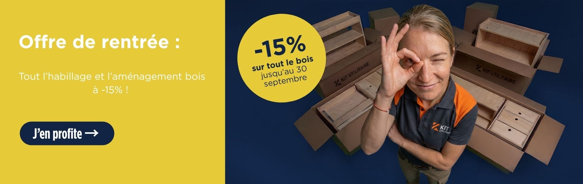 promo -15% sur l'habillage et l'aménagement bois pour utilitaire